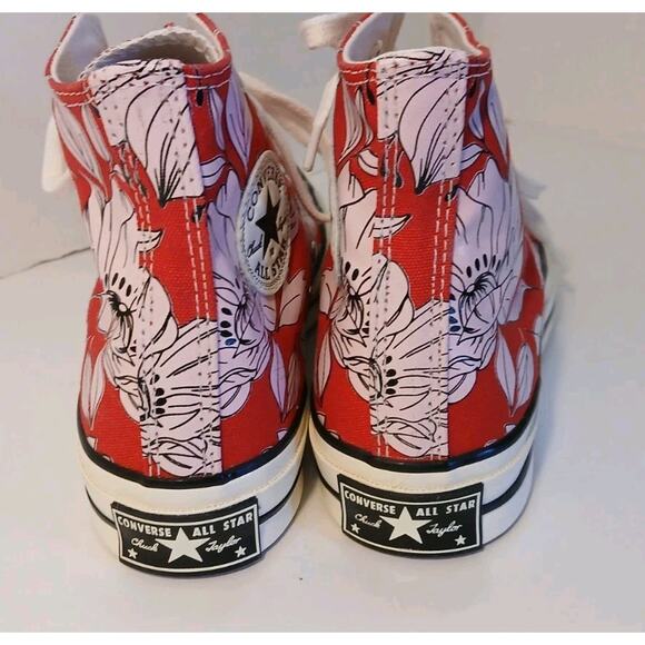 Converse Chuck Taylor All Star Hi Red With Pink Flowers Cherry Blossom Women's 6 - Picture 4 of 10